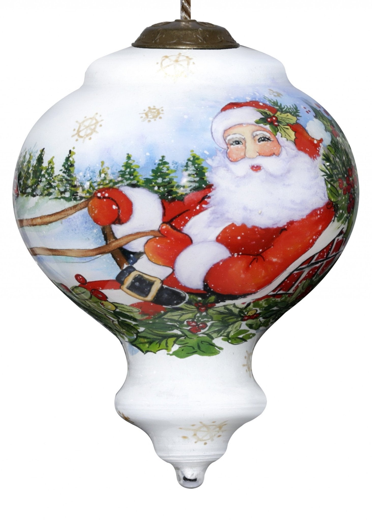 Santa Riding a Sleigh Hand Painted Mouth Blown Glass Ornament - Tuesday Morning-Christmas Ornaments