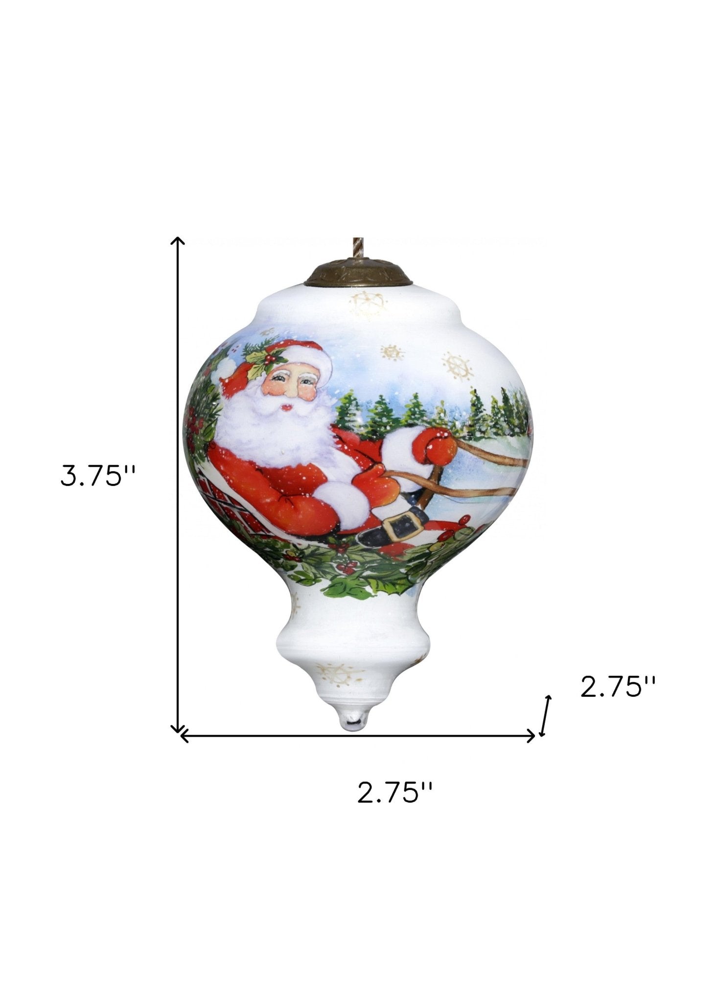 Santa Riding a Sleigh Hand Painted Mouth Blown Glass Ornament - Tuesday Morning-Christmas Ornaments