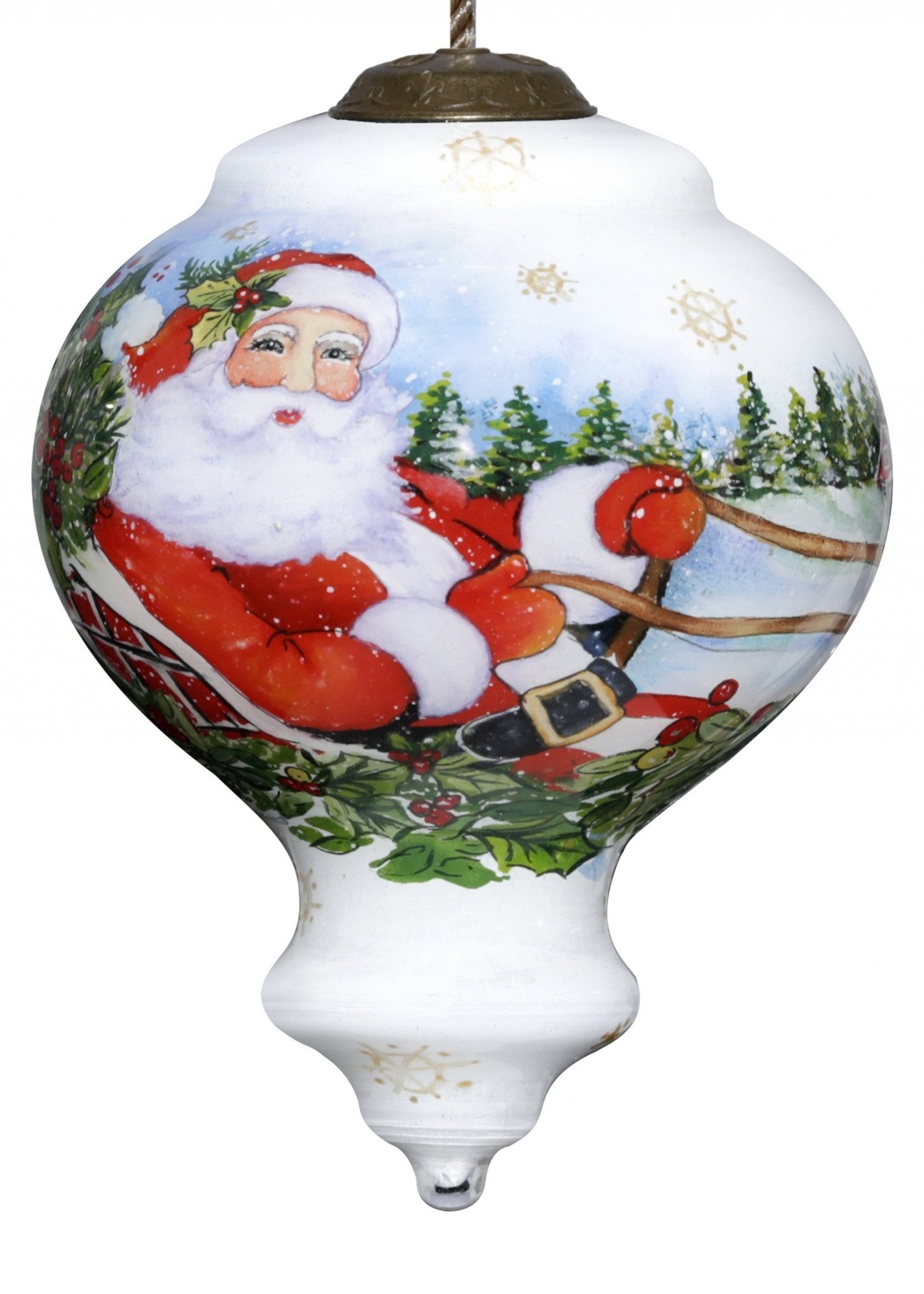 Santa-Riding-a-Sleigh-Hand-Painted-Mouth-Blown-Glass-Ornament-Christmas-Ornaments