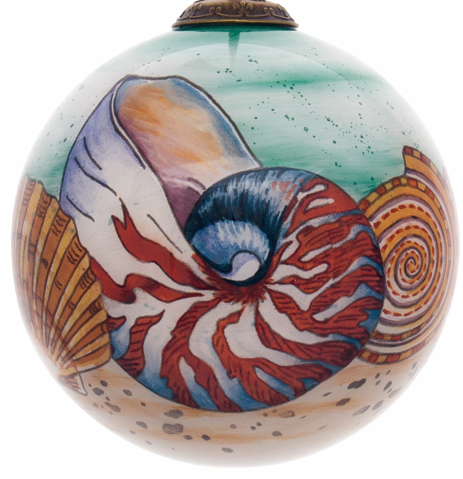 Sea Shell Hand Painted Mouth Blown Glass Ornament - Tuesday Morning-Christmas Ornaments
