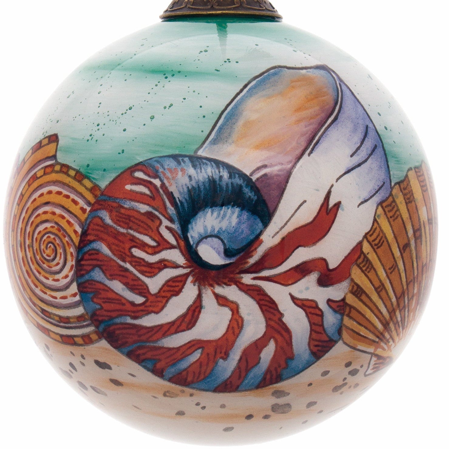 Sea-Shell-Hand-Painted-Mouth-Blown-Glass-Ornament-Christmas-Ornaments