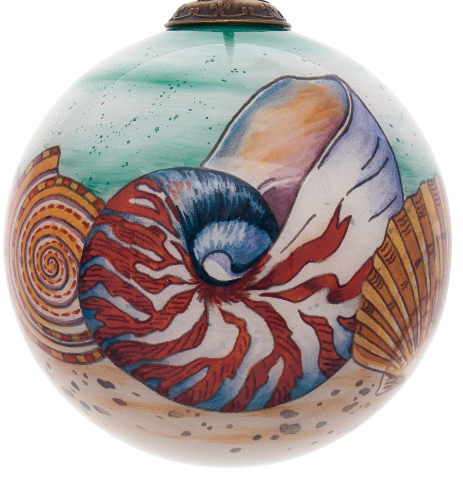 Sea-Shell-Hand-Painted-Mouth-Blown-Glass-Ornament-Christmas-Ornaments