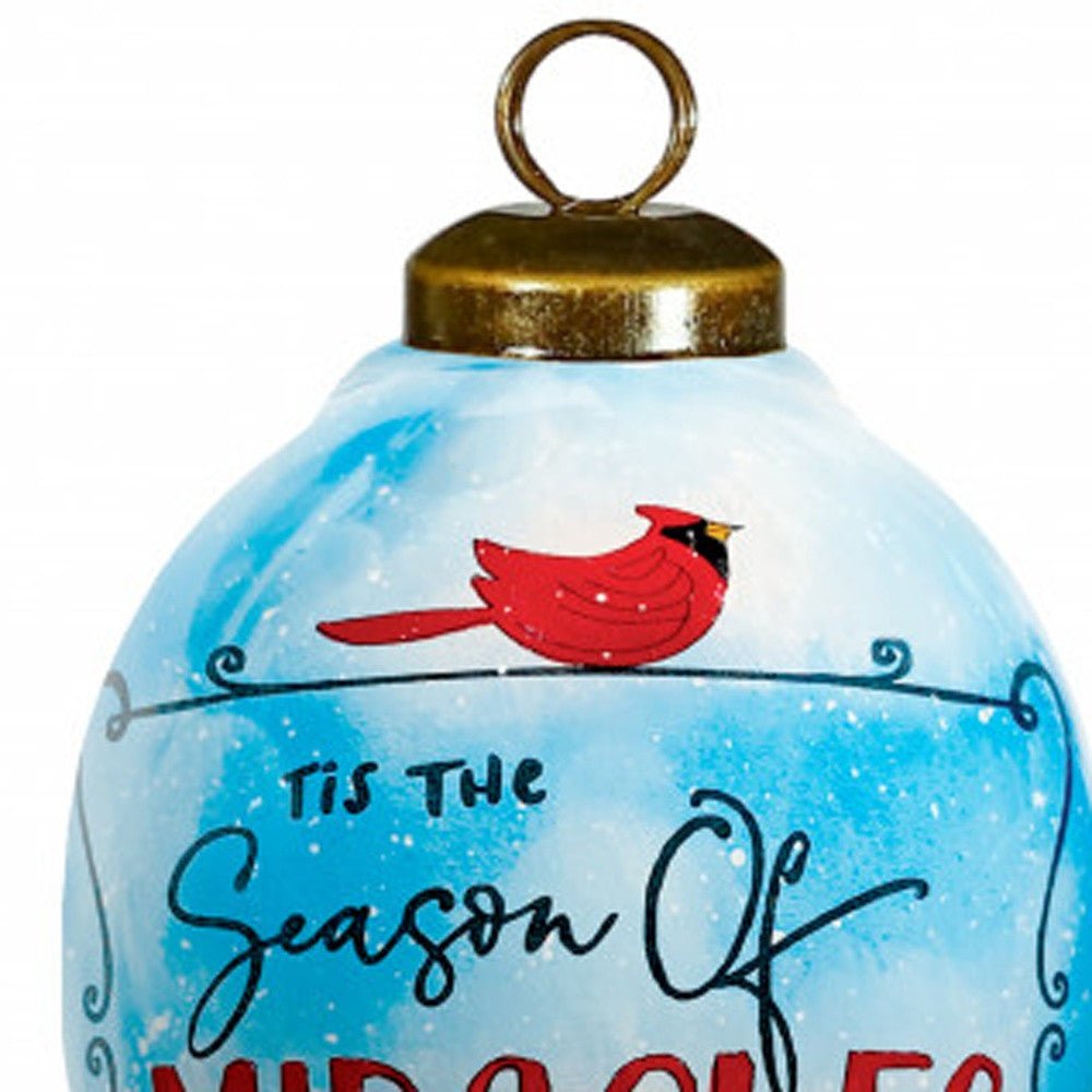 Season of Miracles Wordings Snowman Hand Painted Mouth Blown Glass Ornament - Tuesday Morning-Christmas Ornaments