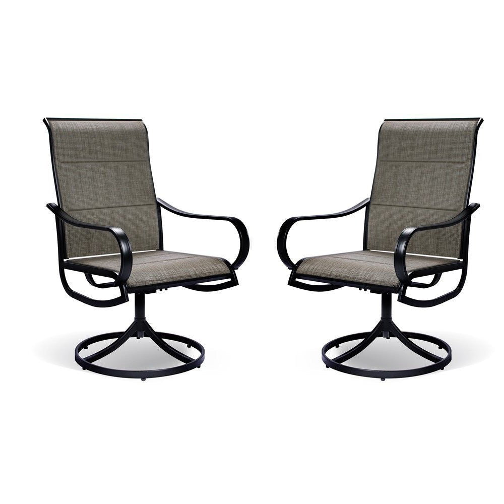Set of 2 Gray Padded Swivel Outdoor Dining Chairs - Tuesday Morning-Outdoor Chairs