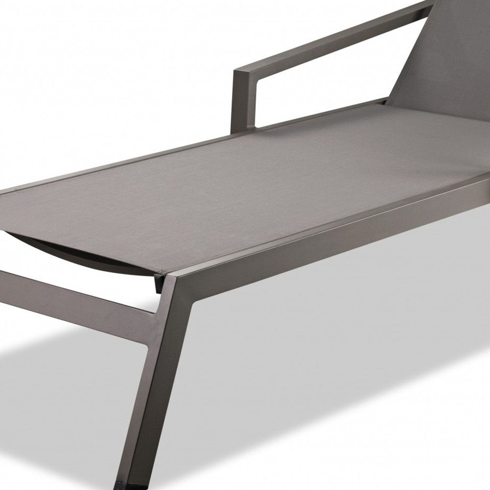 Set Of 2 Taupe Modern Aluminum Chaise Lounges - Tuesday Morning-Outdoor Chairs