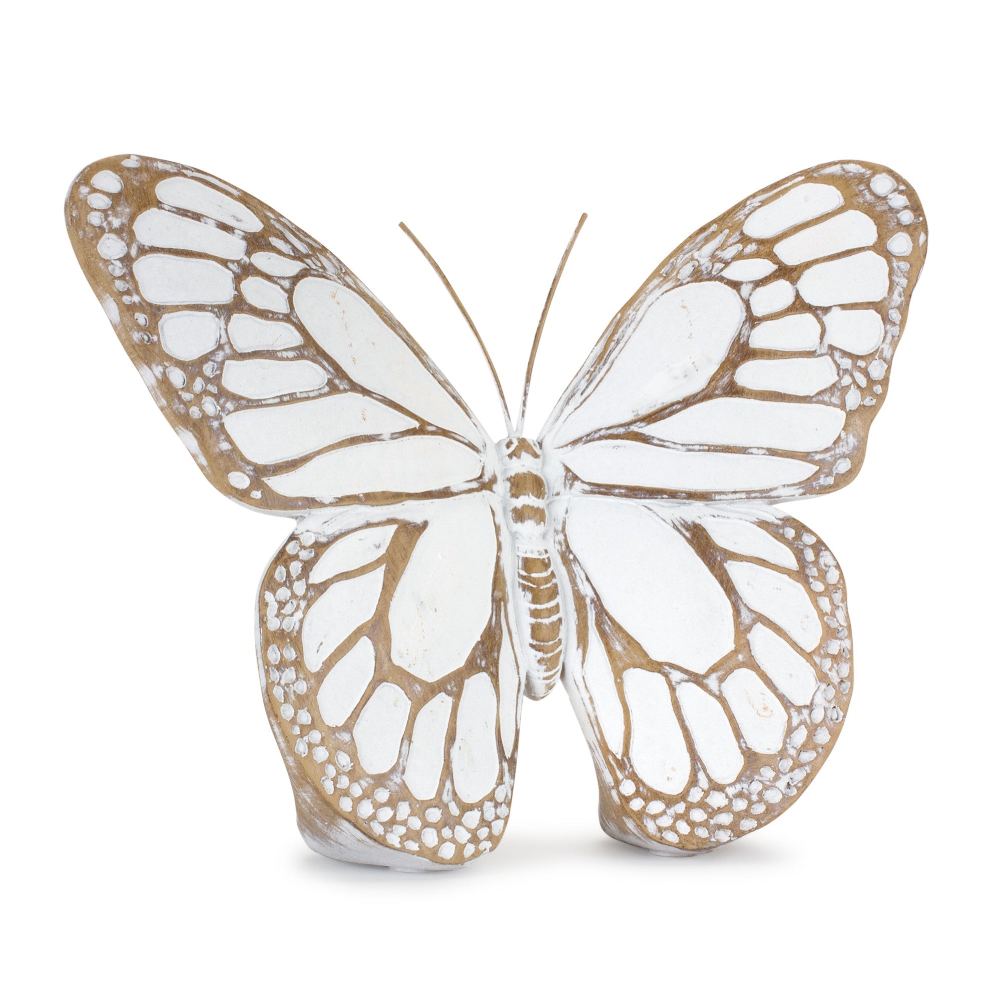 Set Of Three 6" Brown and White Polyresin Butterfly Figurine - Tuesday Morning-Sculptures