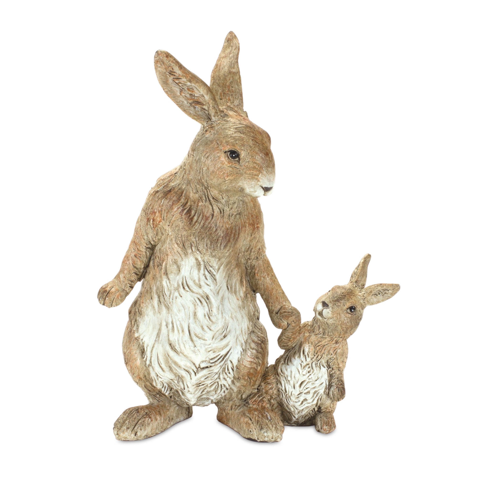 Set Of Two 7" Brown and White Polyresin Rabbit Figurine - Tuesday Morning-Sculptures