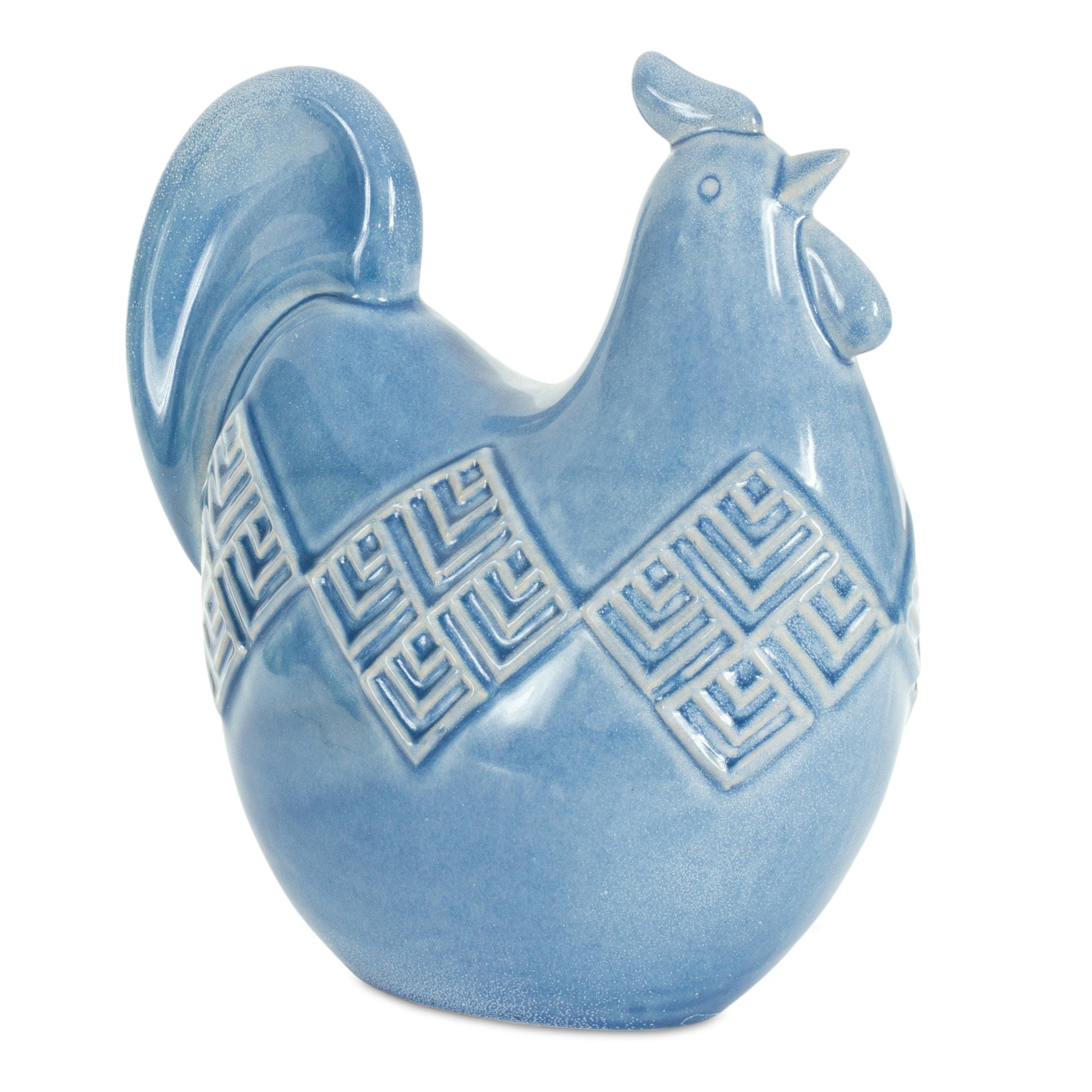 Set Of Two 8" Blue Ceramic Rooster Bird Figurine - Tuesday Morning-Sculptures