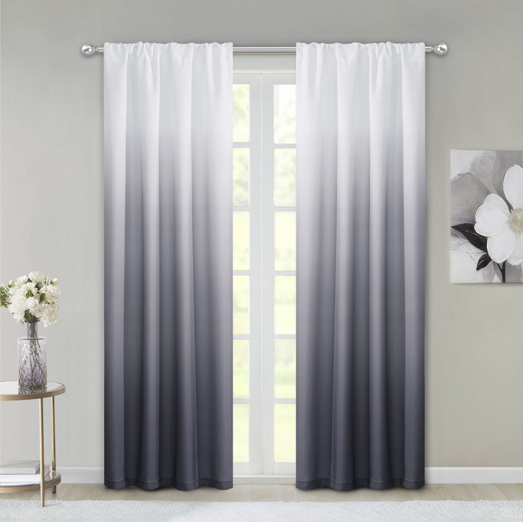 Set of Two 84" Black Ombre Shades Window Panels - Tuesday Morning-Curtains and Drapes