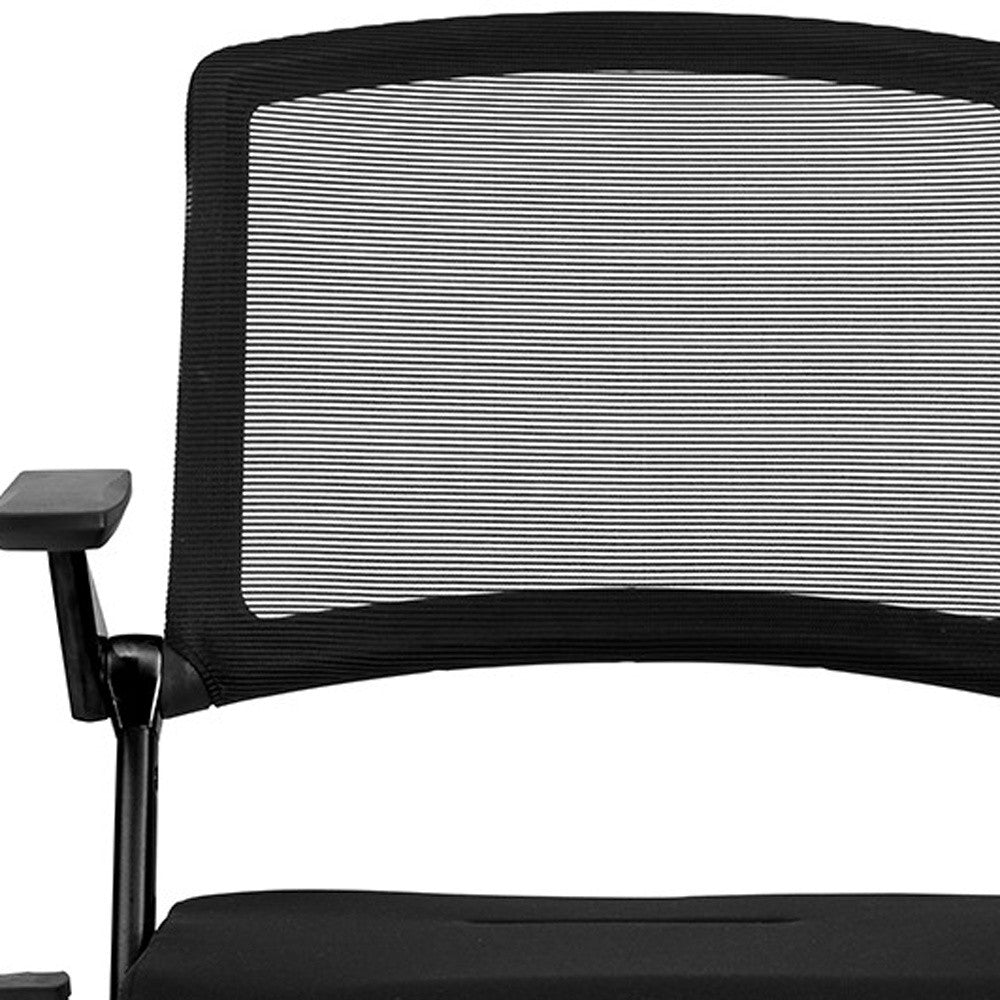 Set Of Two Black Polyester Blend Seat Swivel Task Chair Mesh Back Steel Frame - Tuesday Morning-Office Chairs