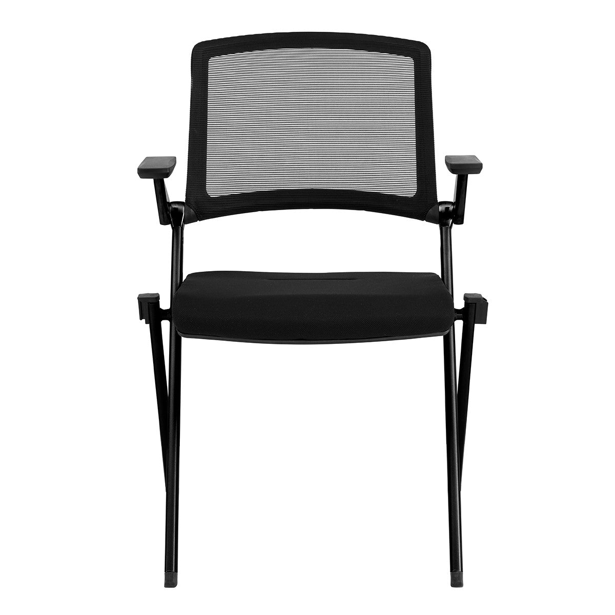 Set-Of-Two-Black-Polyester-Blend-Seat-Swivel-Task-Chair-Mesh-Back-Steel-Frame-Office-Chairs