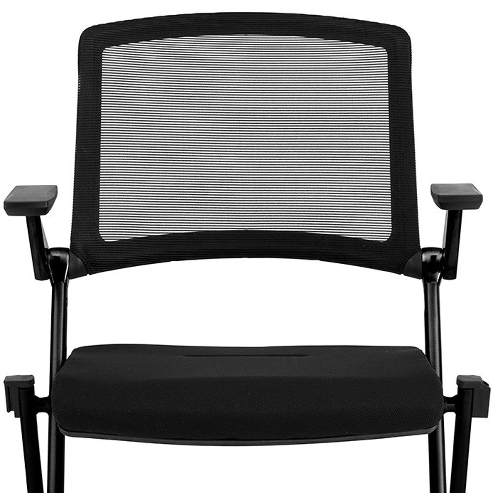 Set Of Two Black Polyester Blend Seat Swivel Task Chair Mesh Back Steel Frame - Tuesday Morning-Office Chairs