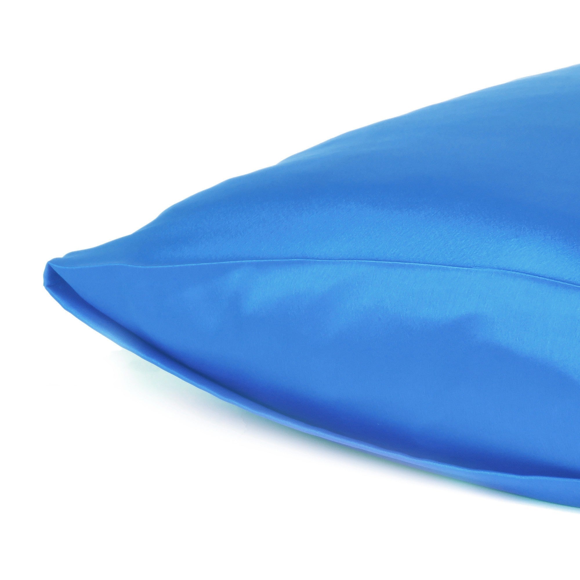 Set of Two Bright Blue Dreamy Silky Satin King Pillowcases - Tuesday Morning-Bed Sheets