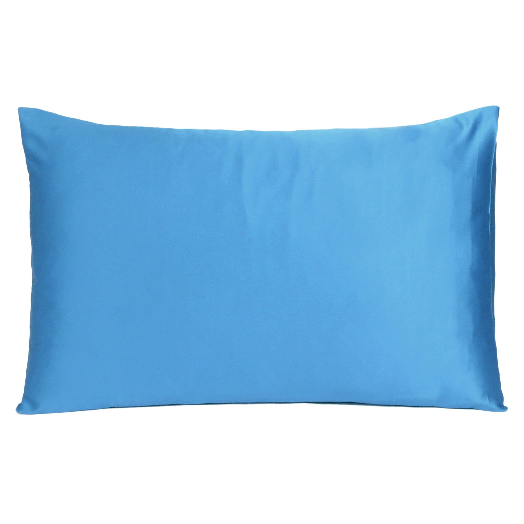 Set of Two Bright Blue Dreamy Silky Satin King Pillowcases - Tuesday Morning-Bed Sheets