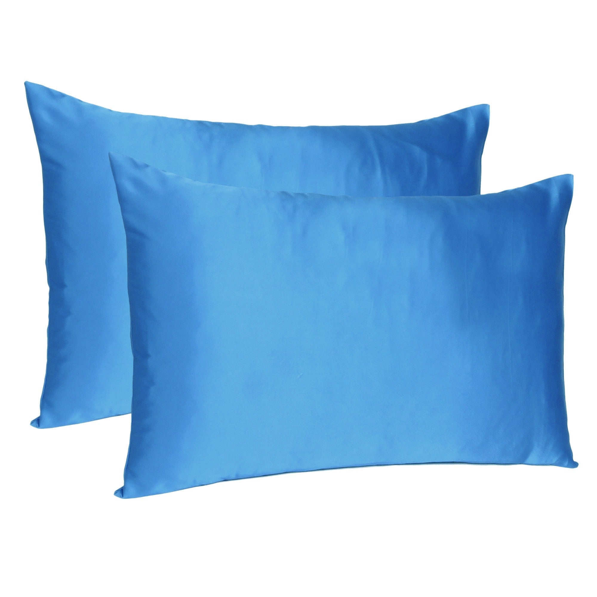 Set-of-Two-Bright-Blue-Dreamy-Silky-Satin-King-Pillowcases-Bed-Sheets