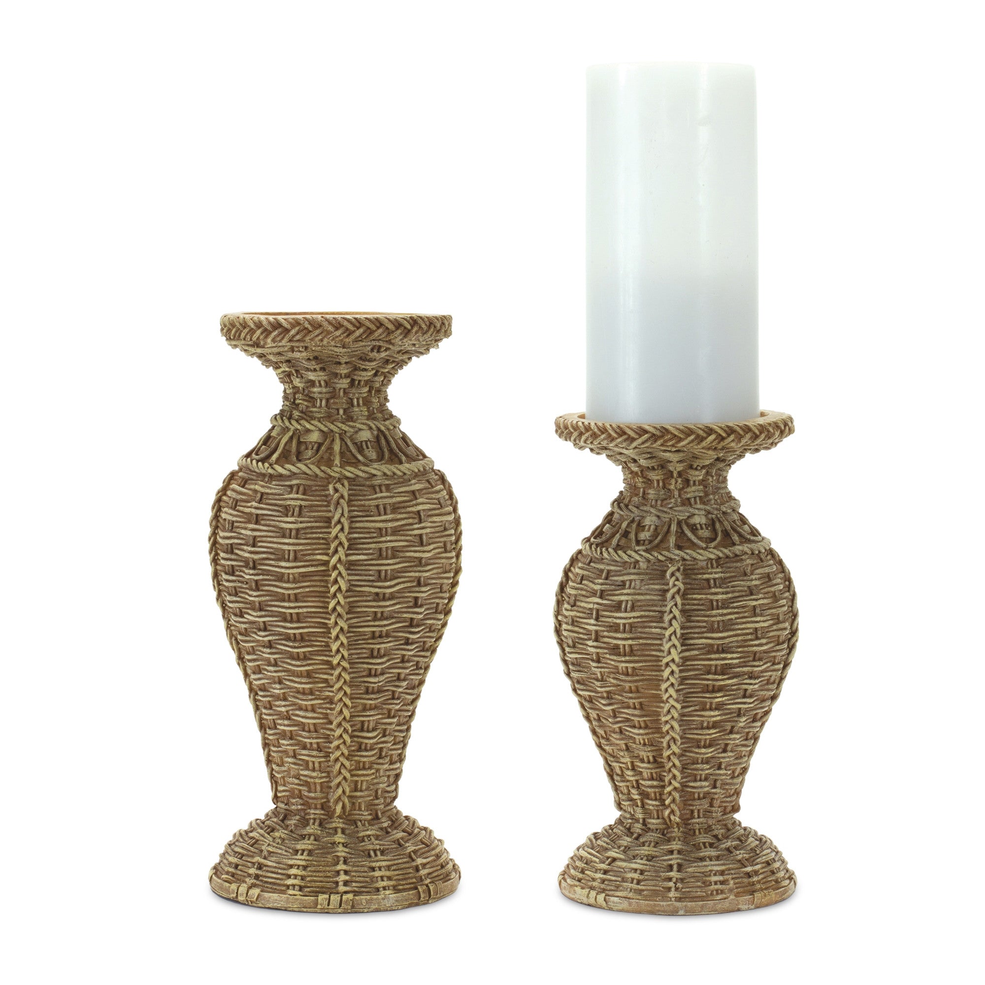 Set-Of-Two-Brown-Flameless-Tabletop-Candle-Holders