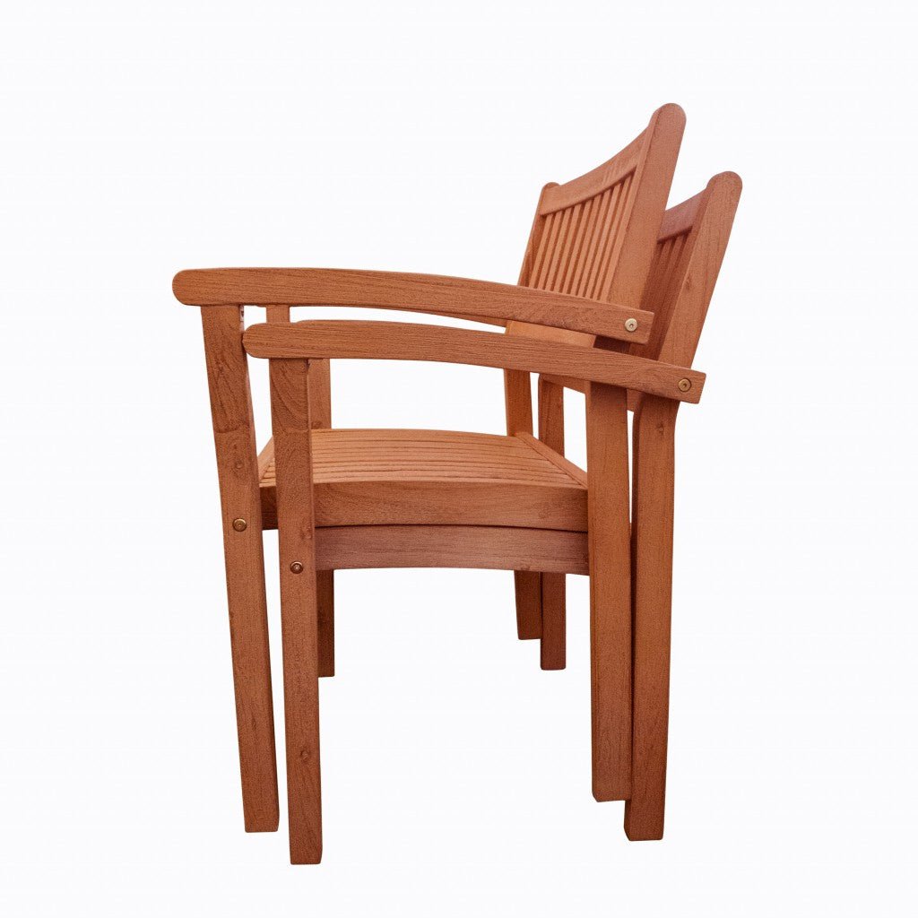 Set Of Two Brown Stacking Armchairs - Tuesday Morning-Outdoor Chairs