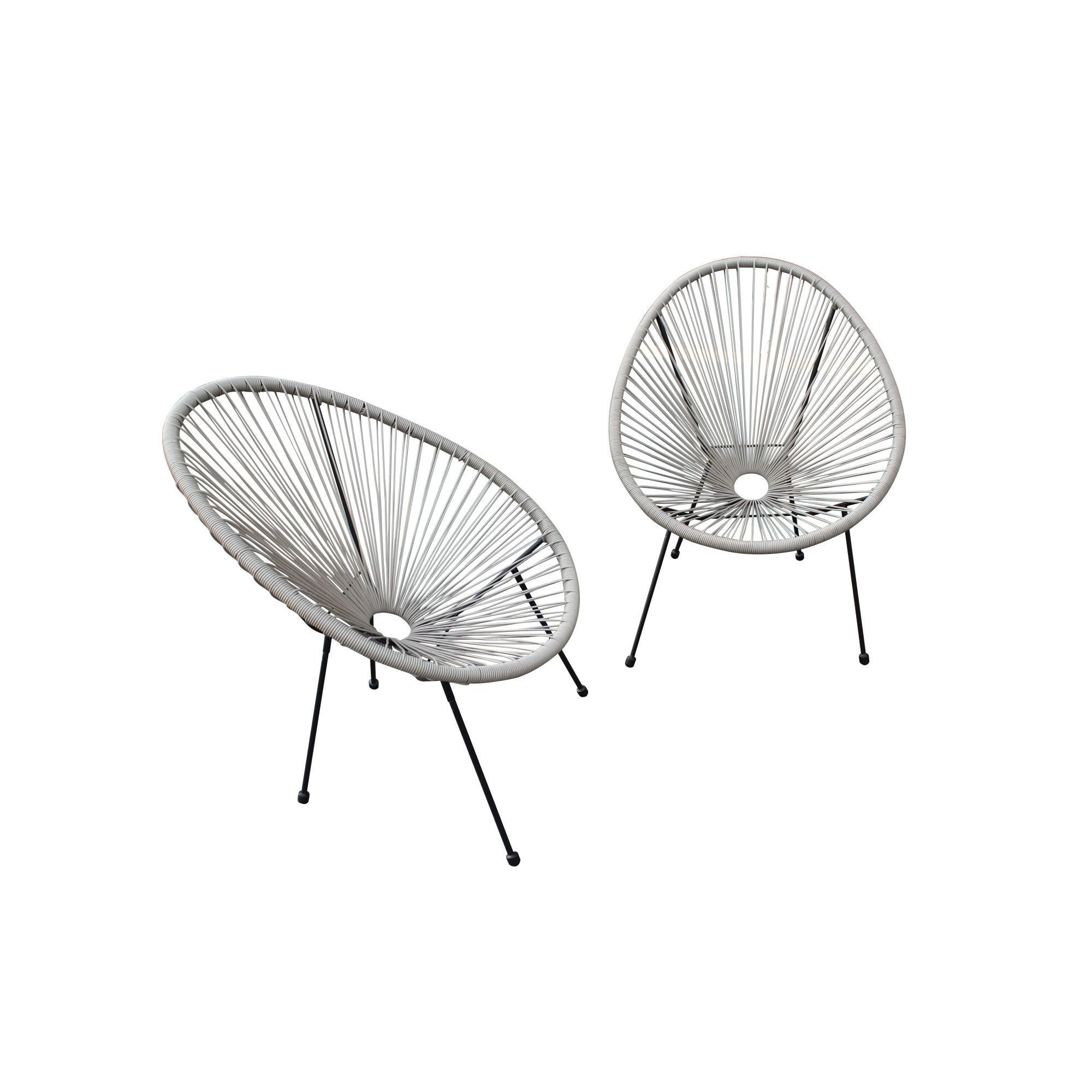 Set of Two Gray Mod Indoor Outdoor String Chairs - Tuesday Morning-Outdoor Chairs
