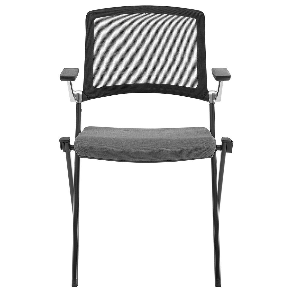 Set-Of-Two-Gray-Polyester-Blend-Seat-Swivel-Task-Chair-Mesh-Back-Steel-Frame-Office-Chairs