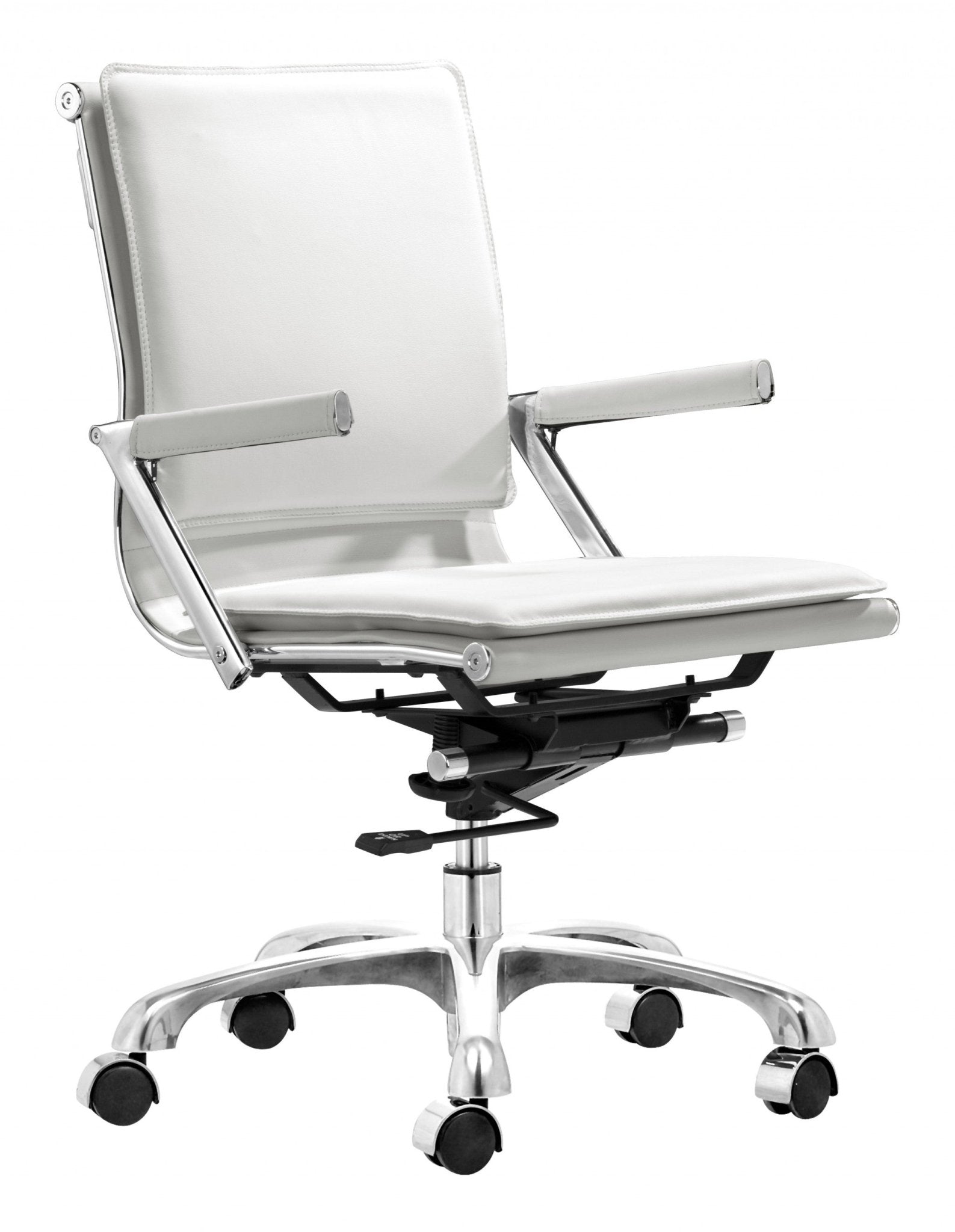Set-of-Two-White-and-Silver-Adjustable-Swivel-Metal-Rolling-Executive-Chair-Office-Chairs
