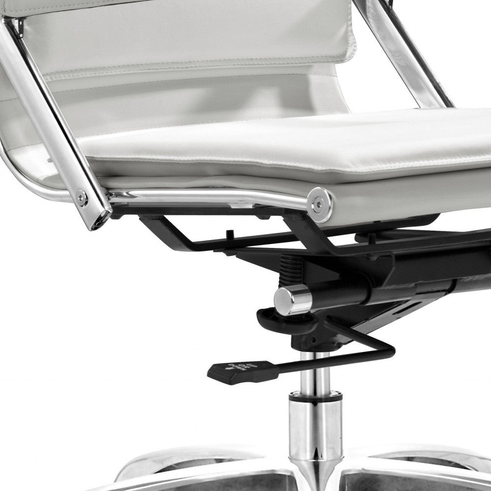 Set of Two White and Silver Adjustable Swivel Metal Rolling Executive Chair - Tuesday Morning-Office Chairs