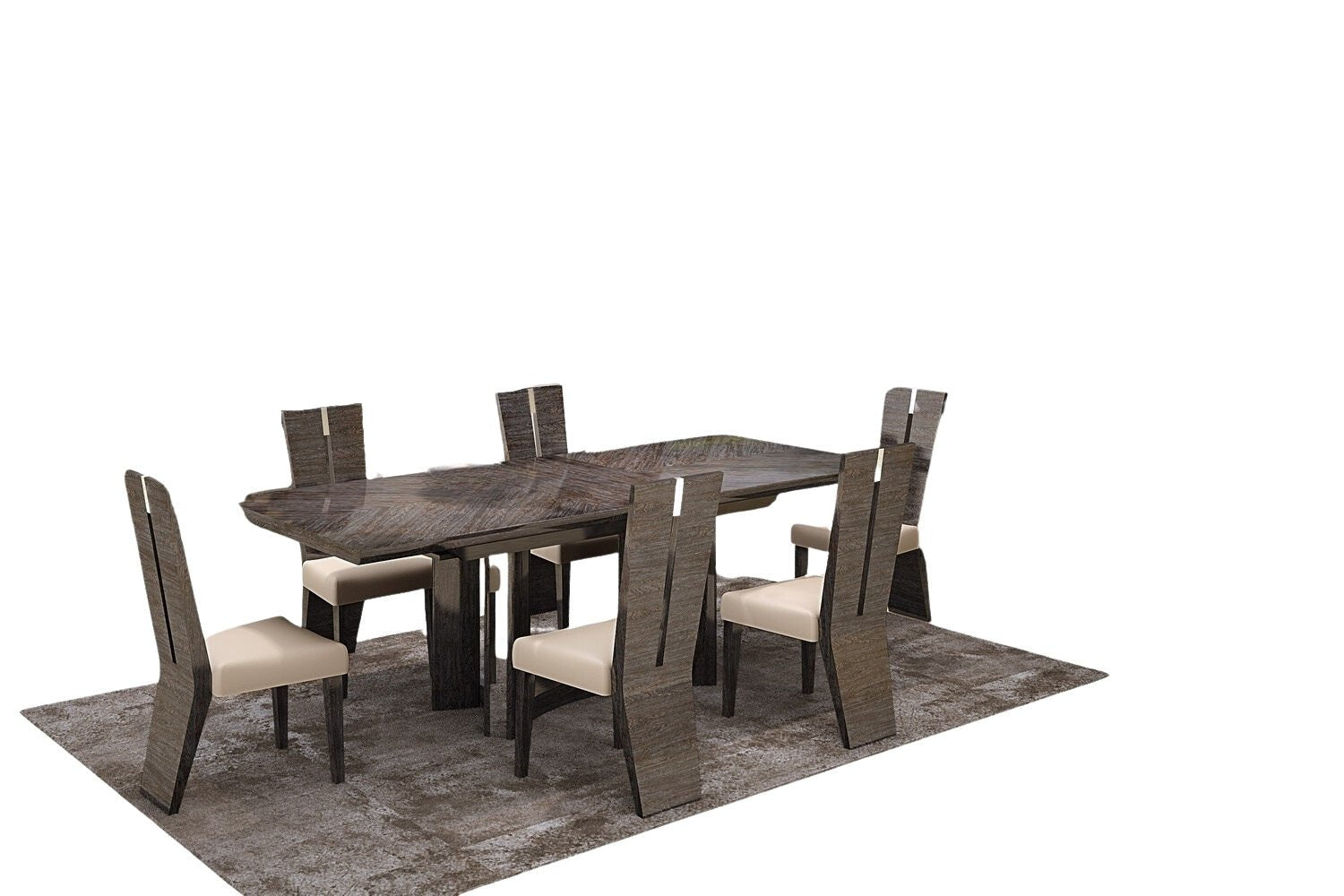 Seven Piece Gray Dining Set with Six Chairs - Tuesday Morning-Dining Sets