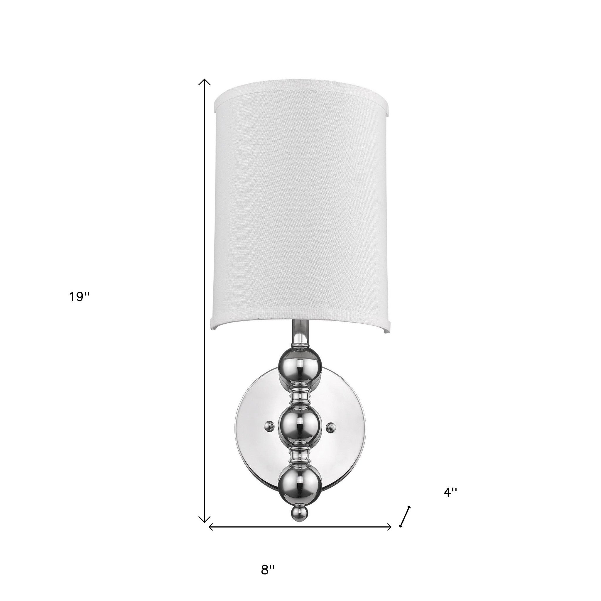Silver Chrome Wall Light with Linen Fabric Shade - Tuesday Morning-Wall Lighting