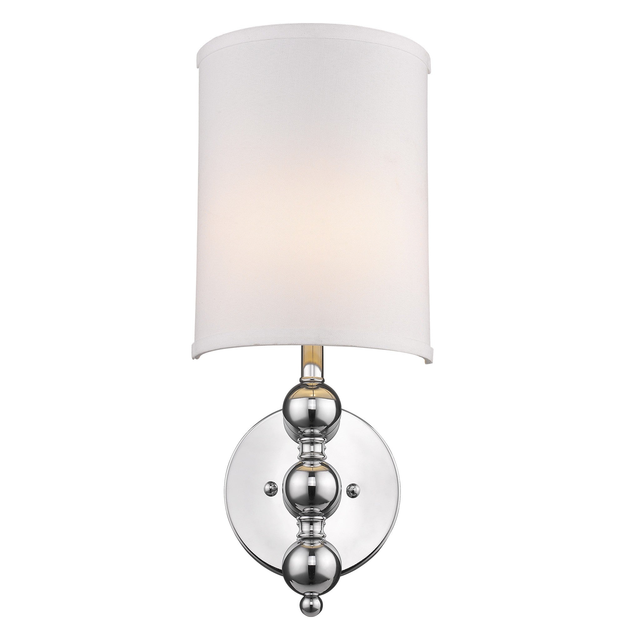 Silver Chrome Wall Light with Linen Fabric Shade - Tuesday Morning-Wall Lighting