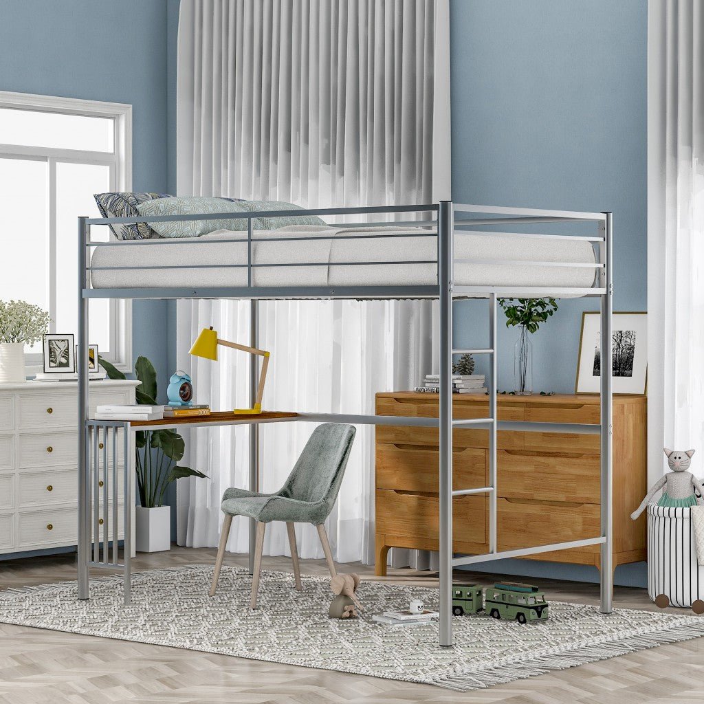 Silver-Metal-Twin-Size-Loft-Bed-with-Desk-Beds-&-Bed-Frames
