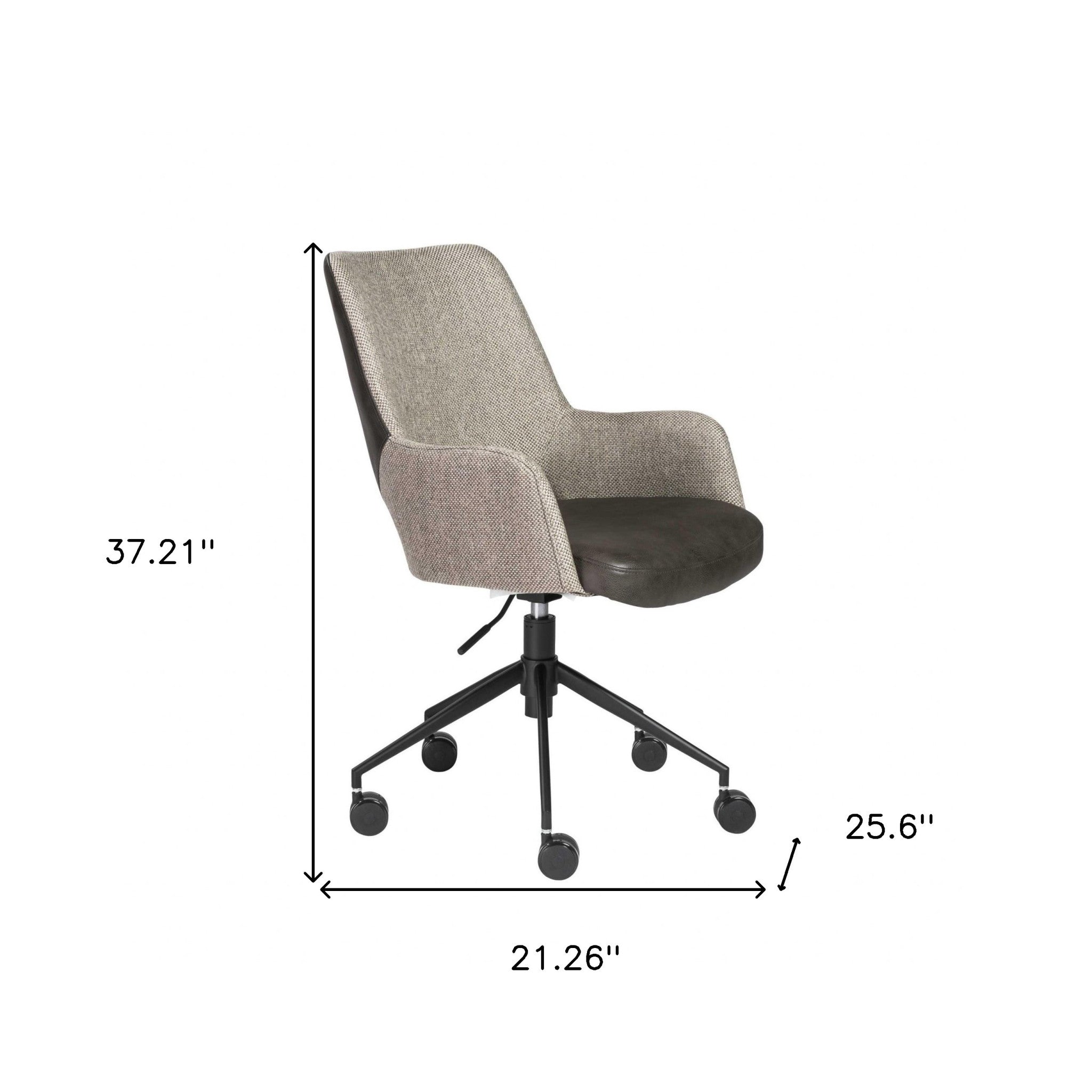 Slate Gray Linen Seat Swivel Adjustable Task Chair Fabric Back Steel Frame - Tuesday Morning-Office Chairs