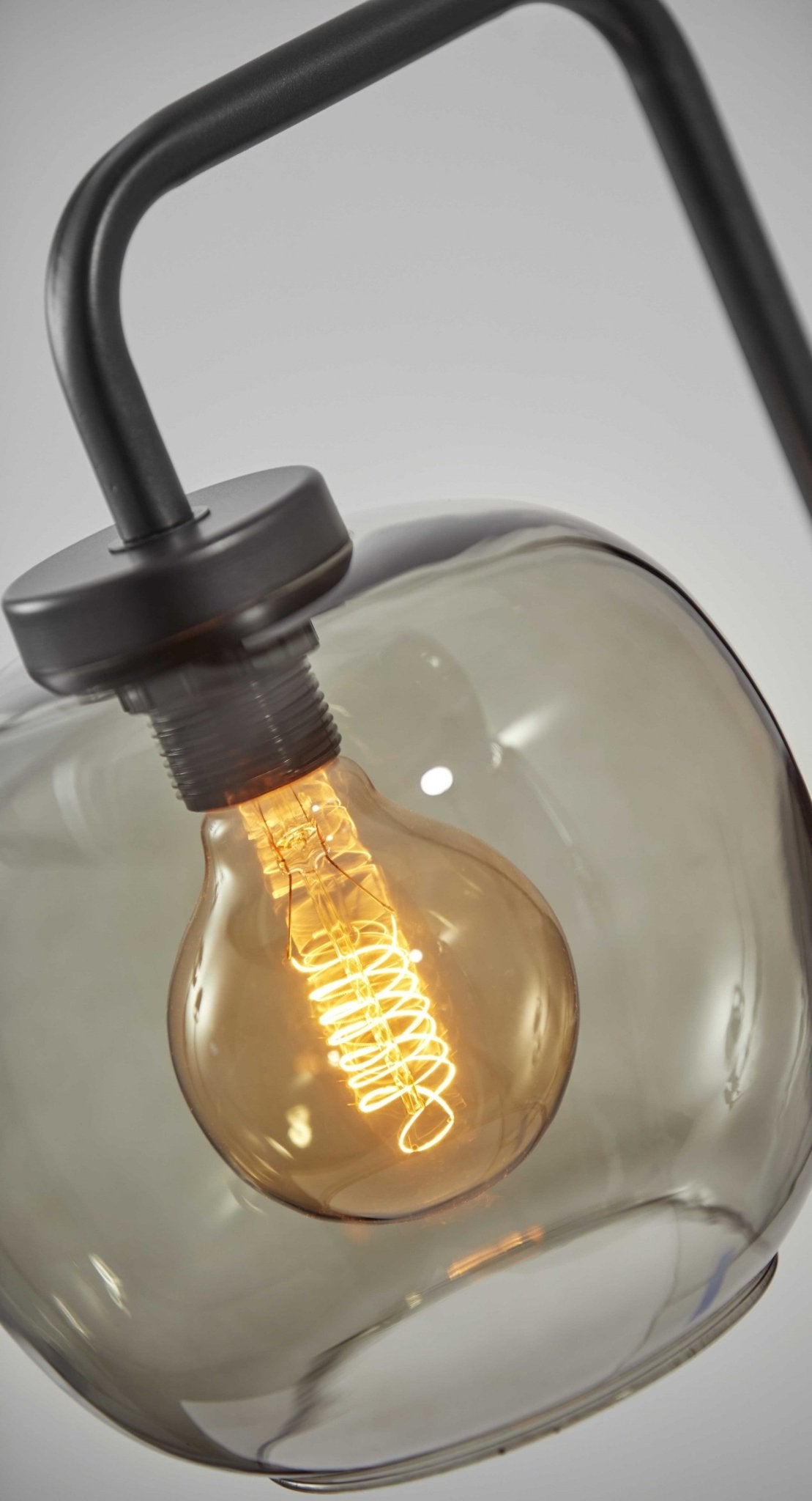 Smoked Glass Globe Shade With Vintage Edison Bulb And Matte Black Metal Wall Lamp - Tuesday Morning-Wall Lighting