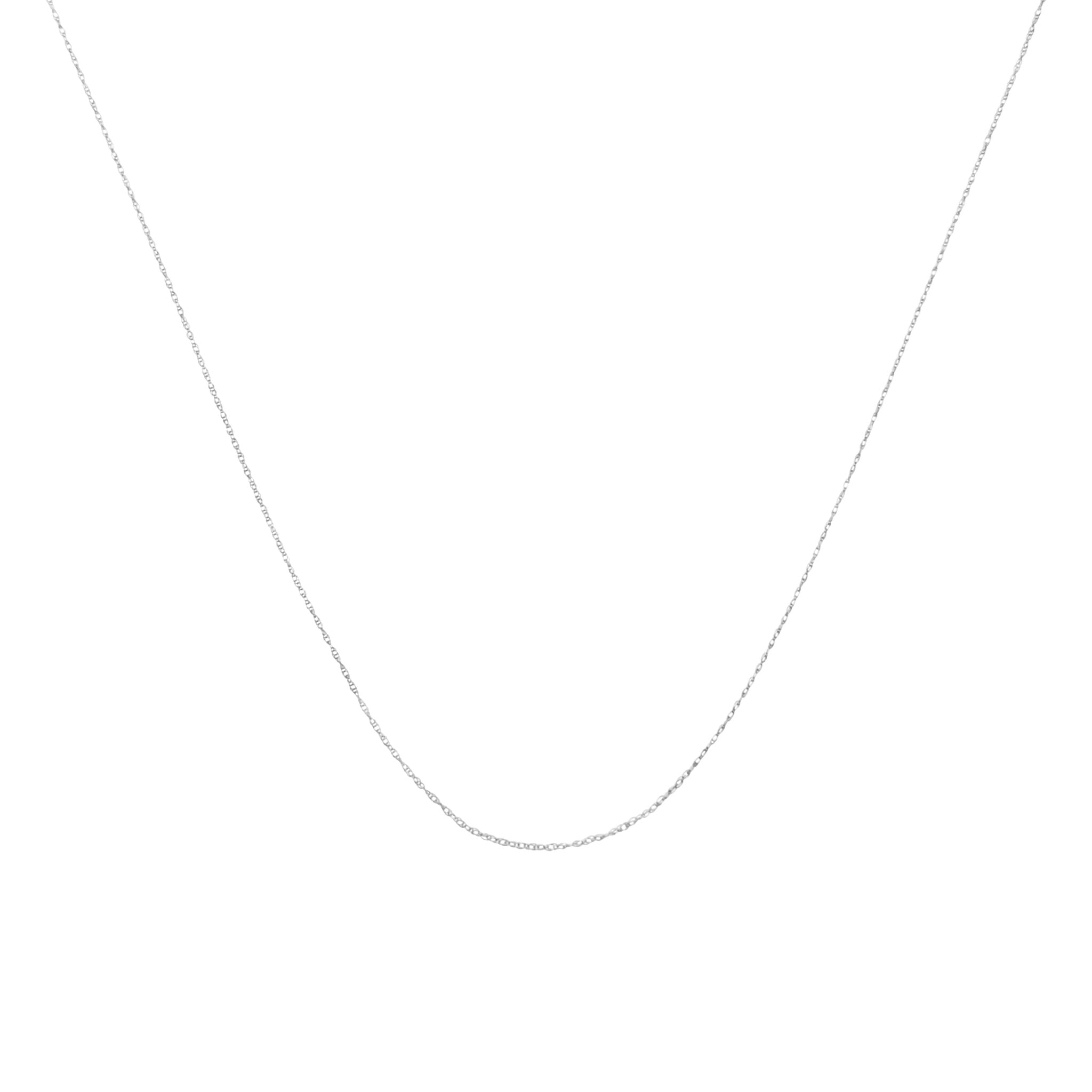 Solid 10K White Gold 0.5Mm Rope Chain Necklace. Unisex Chain - Size 20" Inches - Tuesday Morning-Chain Necklaces
