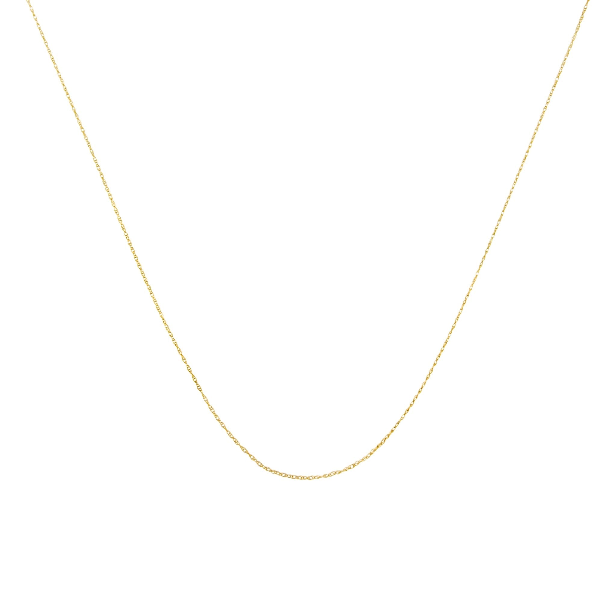 Solid 10K Yellow Gold 0.5Mm Rope Chain Necklace. Unisex Chain - Size 20