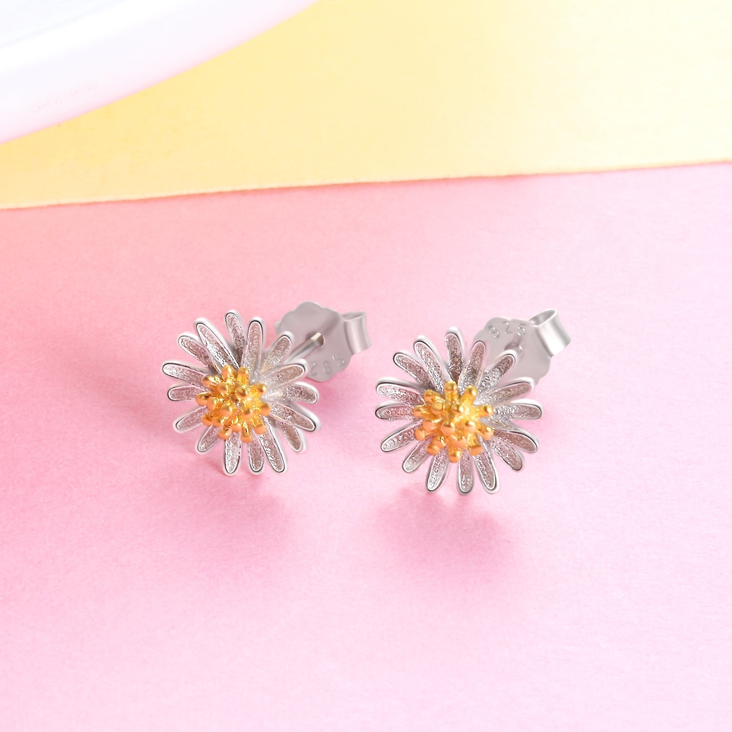Solid Sterling Silver Sunflower Earrings - Tuesday Morning-Stud Earrings