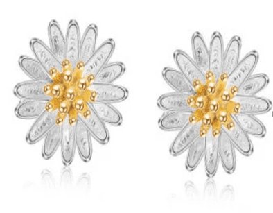 Solid-Sterling-Silver-Sunflower-Earrings-Earrings