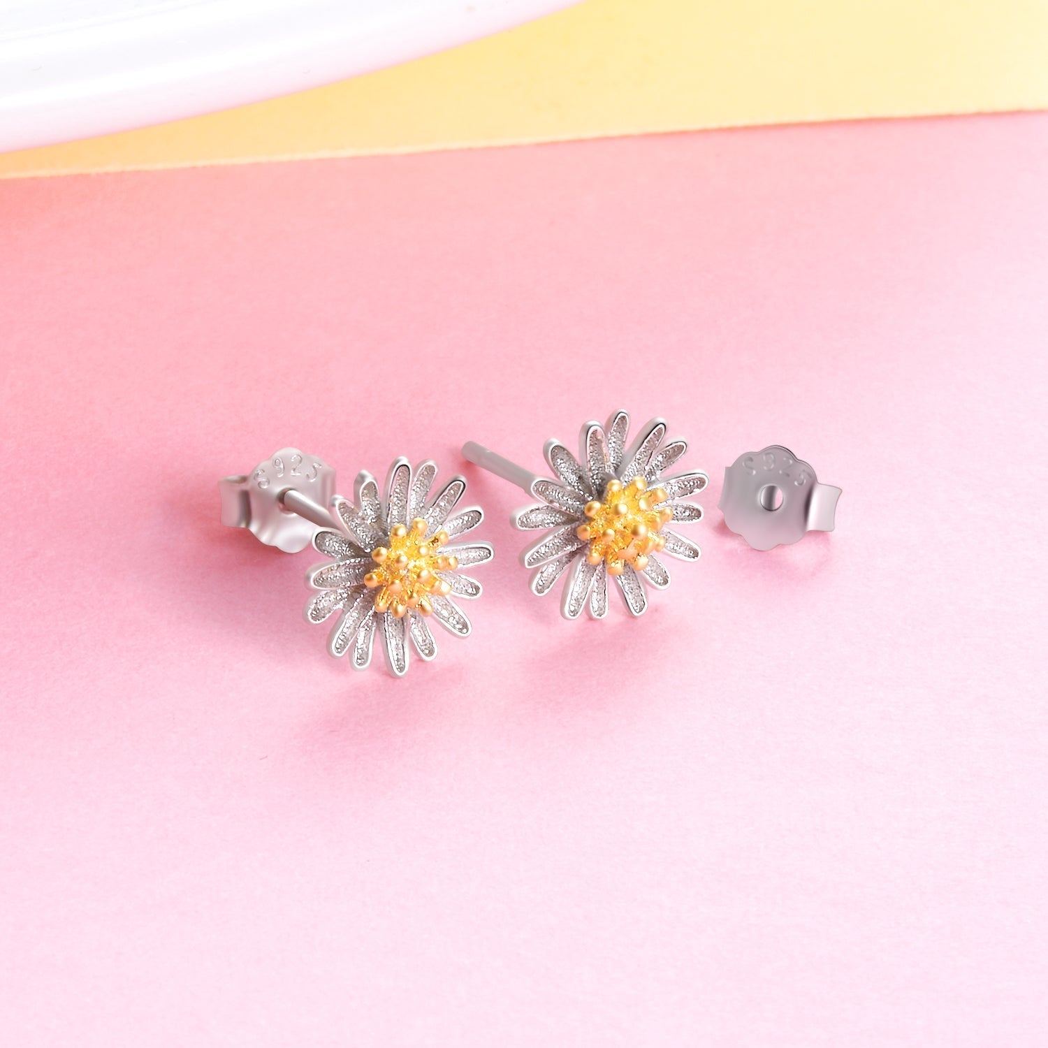 Solid Sterling Silver Sunflower Earrings - Tuesday Morning-Stud Earrings