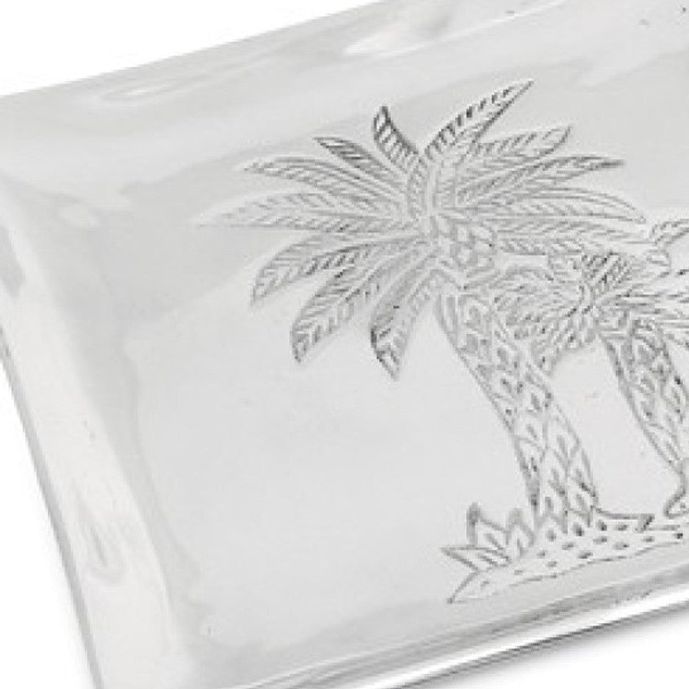Square Silver Palm Tree Plate - Tuesday Morning-Dinnerware