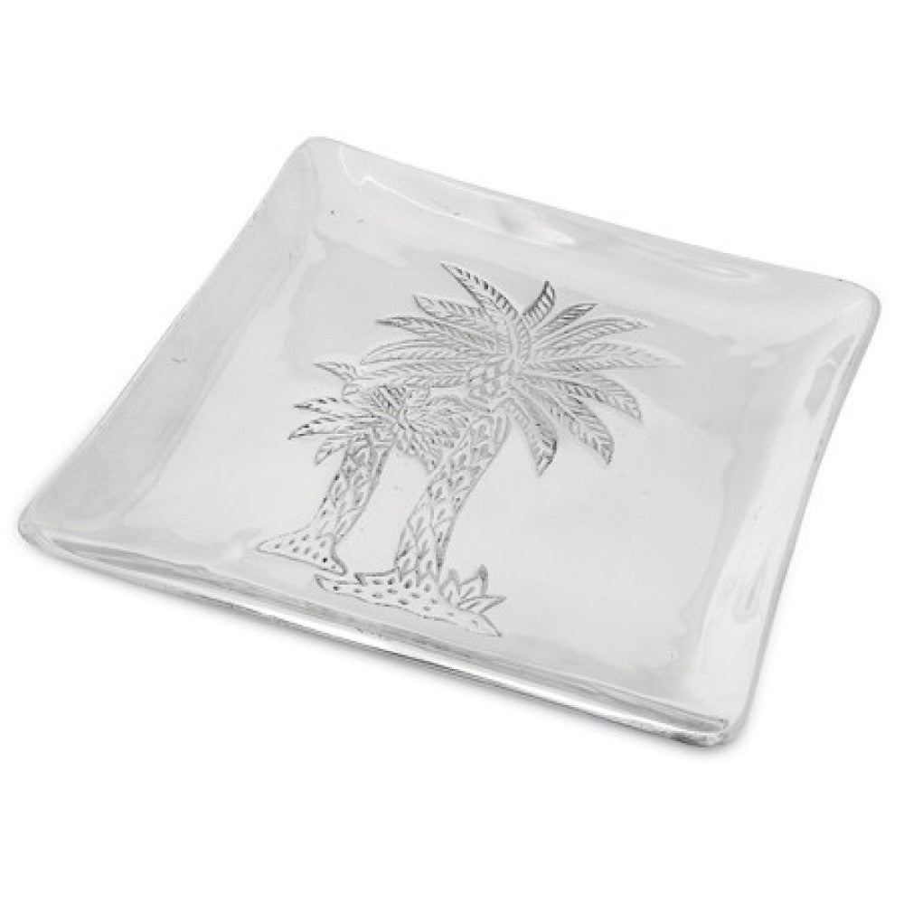 Square Silver Palm Tree Plate - Tuesday Morning-Dinnerware