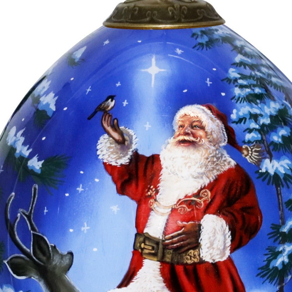 Starry Heaven and Santa Hand Painted Mouth Blown Glass Ornament - Tuesday Morning-Christmas Ornaments