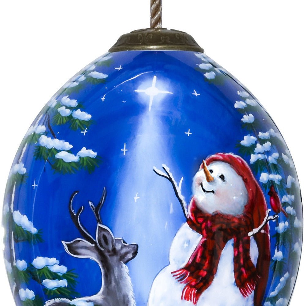 Starry Heaven and Snowman Hand Painted Mouth Blown Glass Ornament - Tuesday Morning-Christmas Ornaments