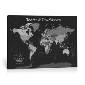 Custom World Map Canvas with Pins – Custom Framed Push Pin Maps - NEWMAP-21