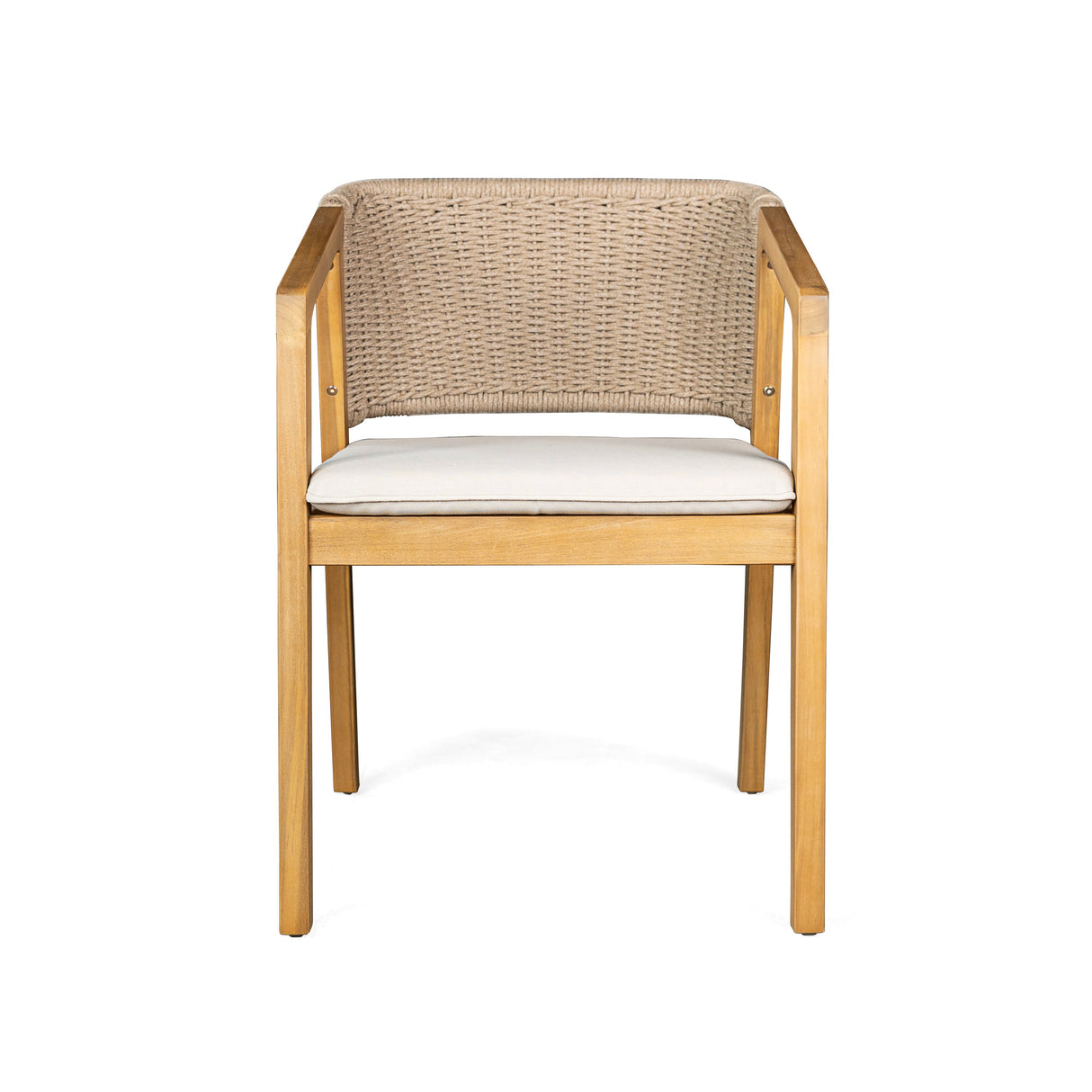 7-Piece Outdoor Dining Set, Acacia Wood Table & 6 Acacia Wood Rope Chairs