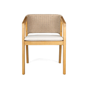 7-Piece Outdoor Dining Set, Acacia Wood Table & 6 Acacia Wood Rope Chairs