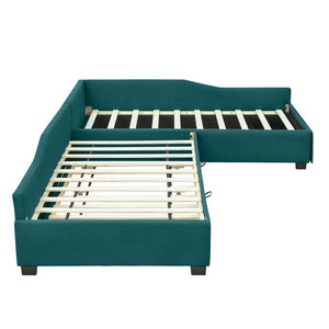 Upholstered Double Daybed With Trundle And Drawer