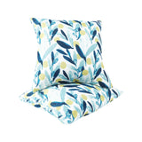 2 Pack Outdoor Pillows, Waterproof & Fade-Resistant Patio Cushions (18x18 Inch, Blue Leaf)