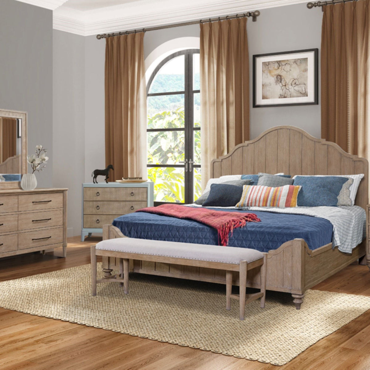 Elegant Design Panel Bed With Transitional Casual Design