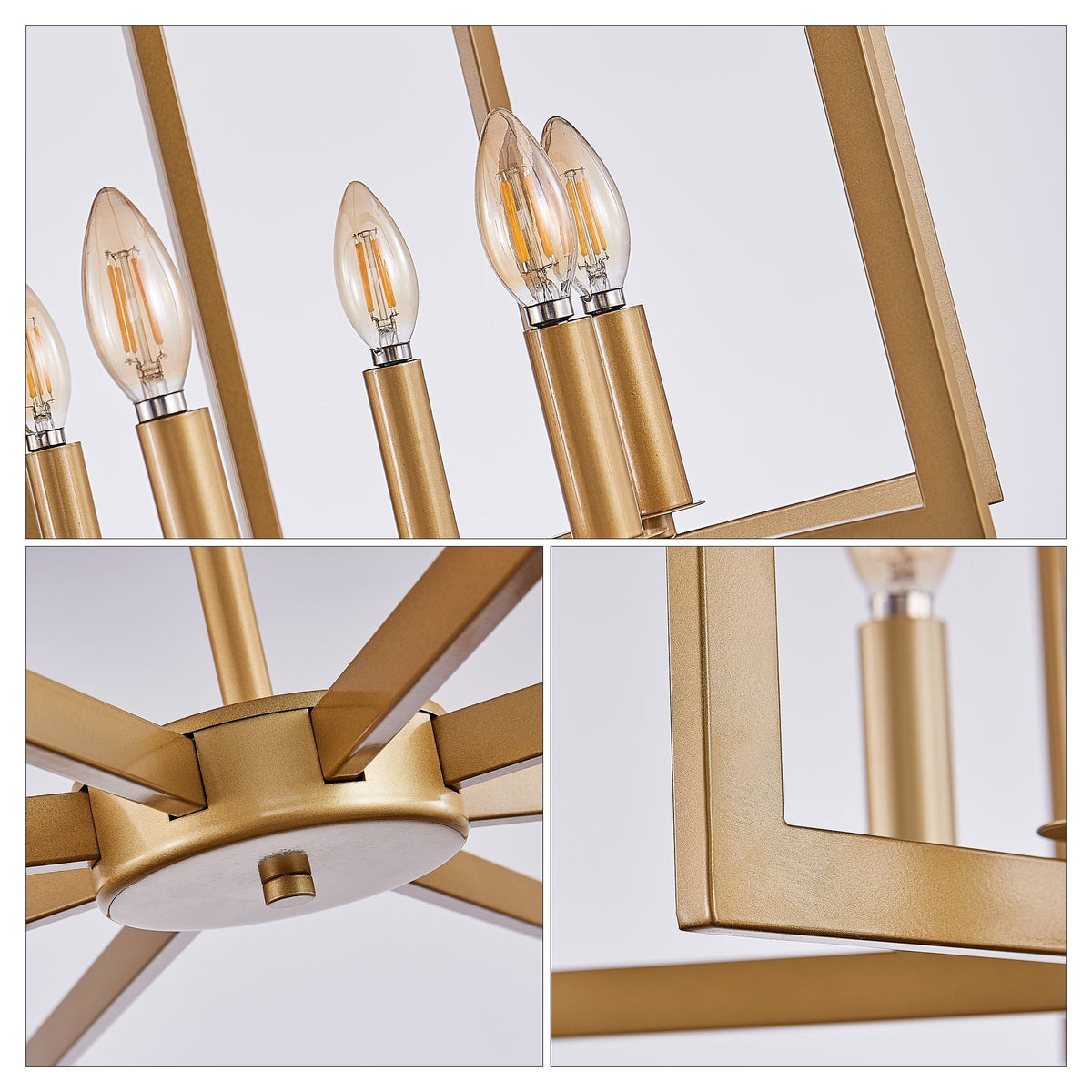 27" Modern Golden Geometric 8-Light Chandelier