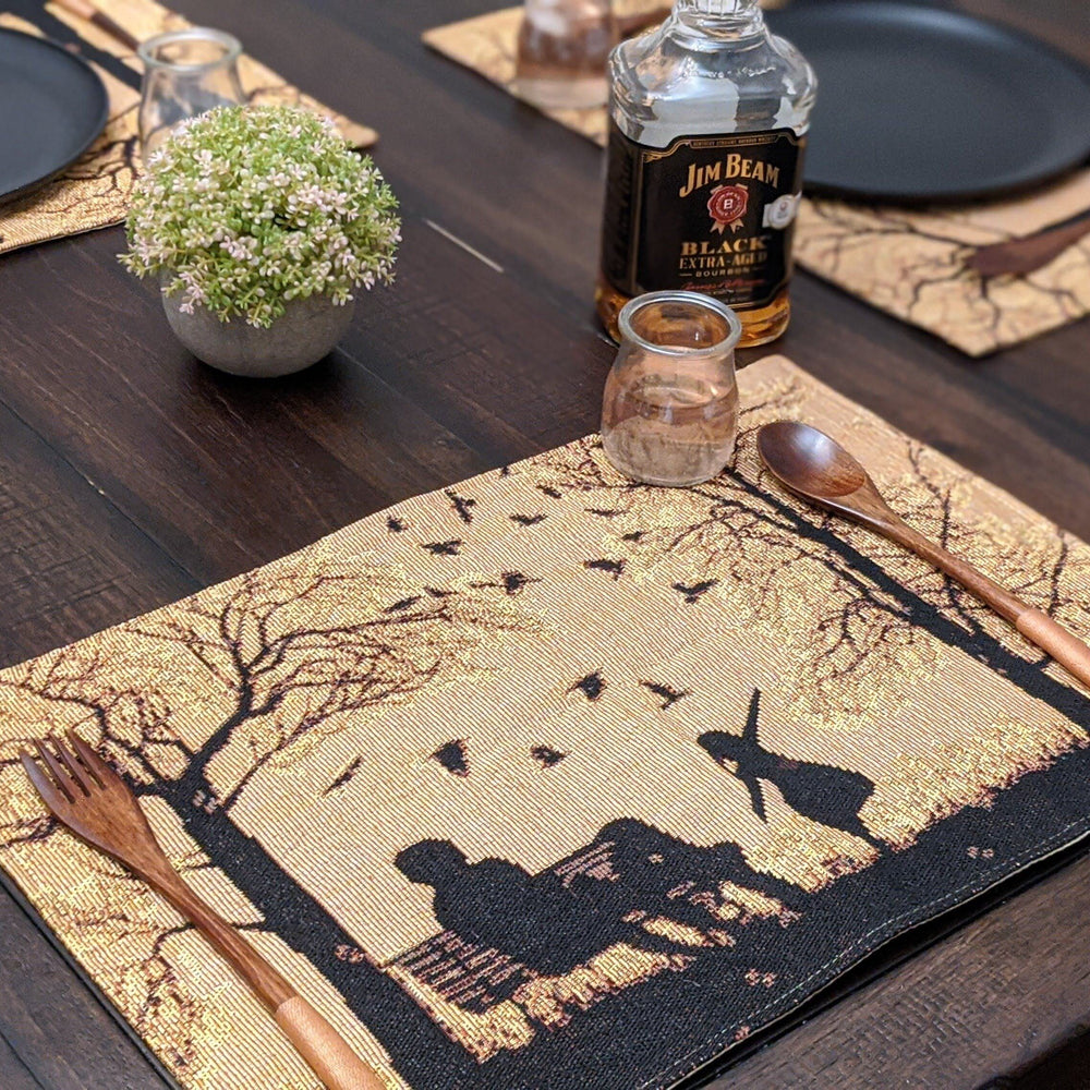DaDalogy Bedding Set of 4 Pieces Autumn Birds Blessing Tapestry Dining Placemats 13” x 19” (Thanksgiving)