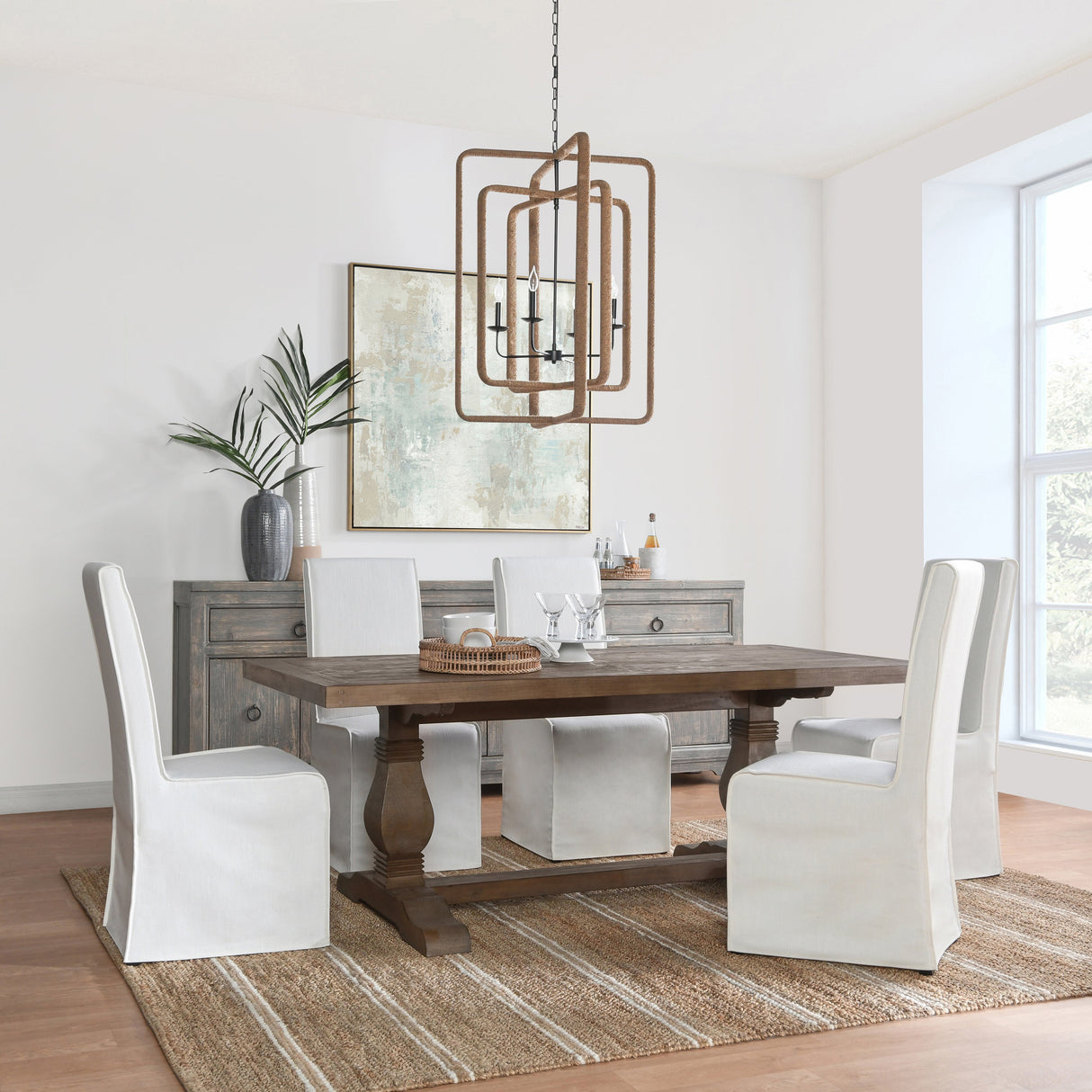 Auraeons Rectangular Dining Table with Trestle Base