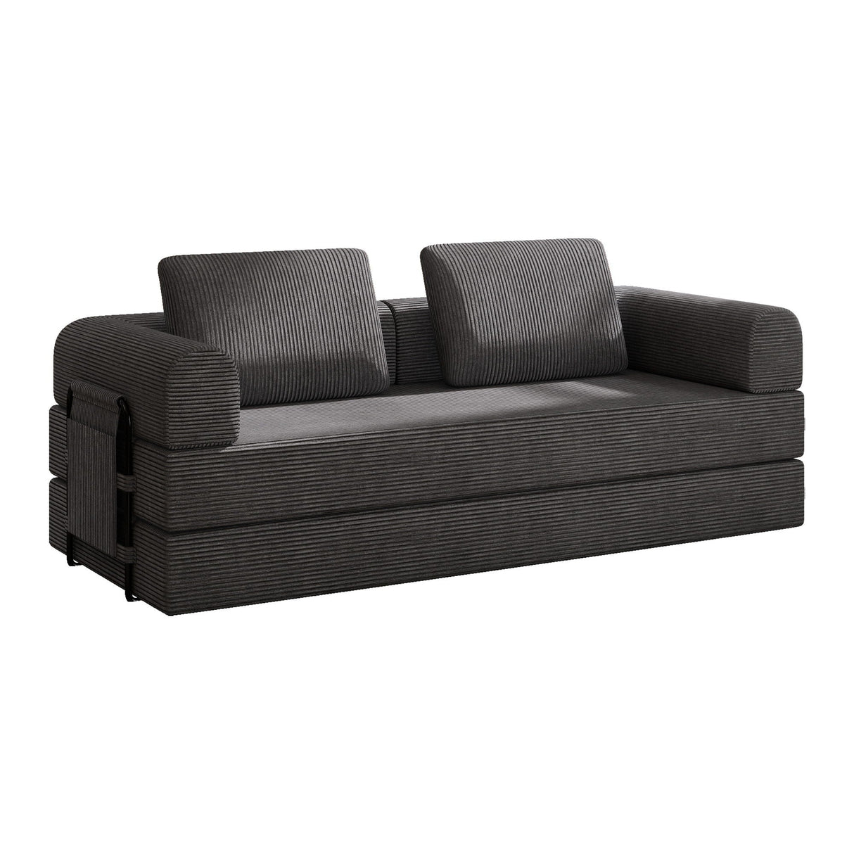 Convertible Sleeper Sofa Bed With Cylindrical Pillow